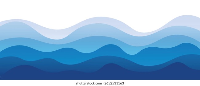 Sea waves layered vector background illustration and sea beach vector illustration.
