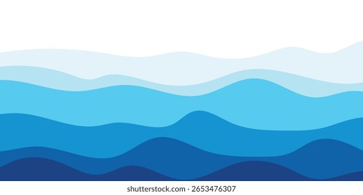 Sea waves layered vector background illustration and sea beach vector illustration.
