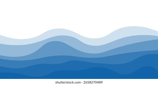 Sea waves layered vector background illustration and sea beach vector illustration.