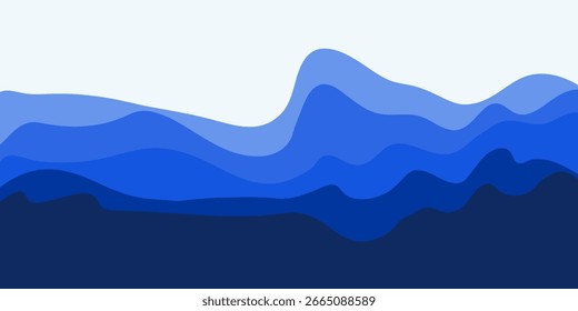 Sea waves layered vector background illustration and sea beach vector illustration.
