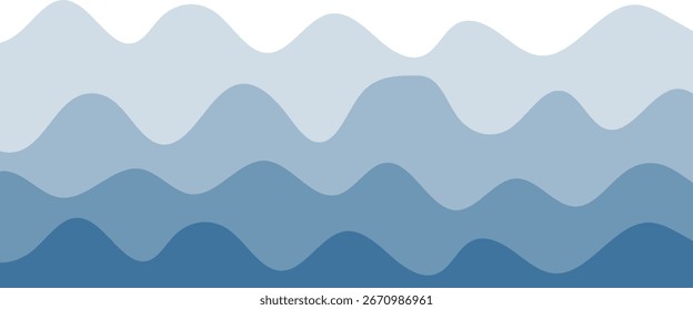 Ondas do mar ilustração de fundo vetorial em camadas e ilustração de vetor de praia do mar.Projeto de fundo de onda de água, Vetor abstrato Blue Ocean Wallpaper Template