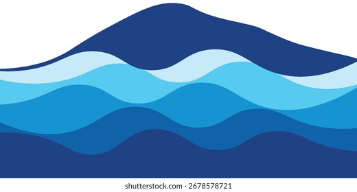 Ondas do mar em camadas ilustração de fundo do vetor e praia do mar. Moderno Design na moda em vetor EPS 10