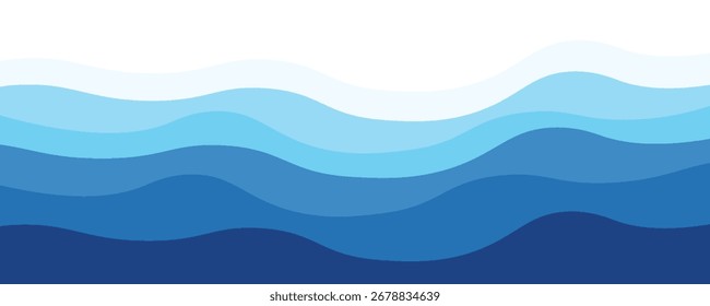 Sea waves layered vector background illustration and sea beach. modern eps 10
