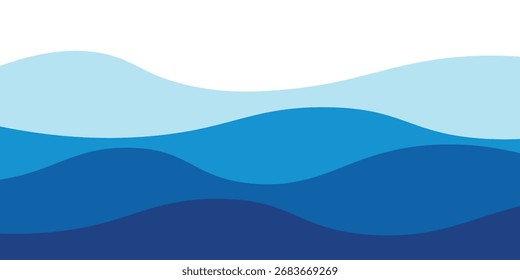 Olas de mar en capas ilustración de fondo de Vector y Ilustración vectorial de playa de mar.
