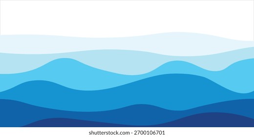 Sea waves layered vector background illustration and sea beach vector illustration.
