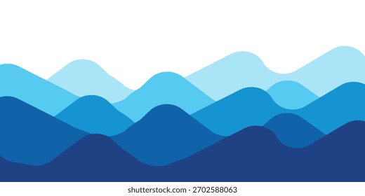Ondas marítimas ilustração em camadas de vetor de fundo e ilustração de vetor de praia do mar.
