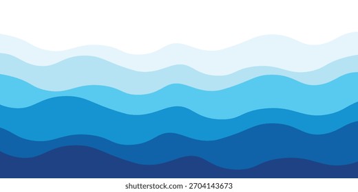 Sea waves layered vector background illustration and sea beach vector illustration.
