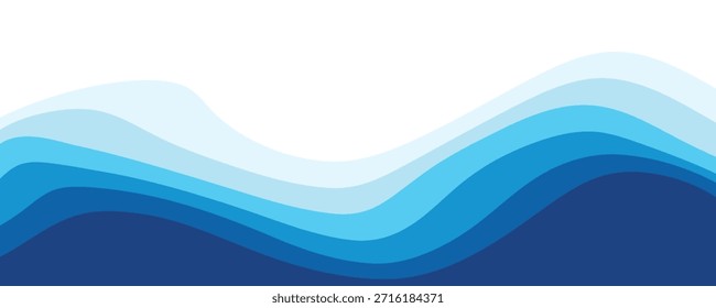 Ondas marítimas ilustração em camadas de vetor de fundo e ilustração de vetor de praia do mar.