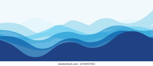 Sea waves layered vector background illustration and sea beach vector illustration.
