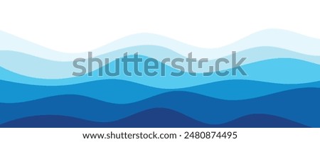 Sea waves layered vector background illustration and sea beach vector illustration.
