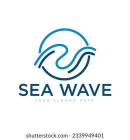 Ilustración del diseño del logotipo de las olas de mar