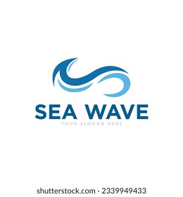 Ilustración del diseño del logotipo de las olas de mar