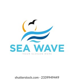 Sea Waves Logo Design Illustration
