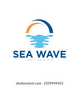 Sea Waves Logo Design Illustration