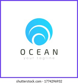 Sea waves logo design with soft gradient color. Simple and modern logo design.