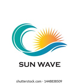 Sea waves logo set, sun waves logo set, whale waves logo vector - Vector
