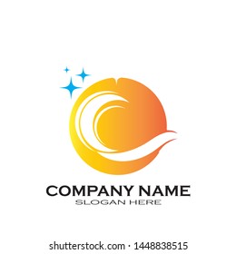Sea waves logo set, sun waves logo set, whale waves logo vector - Vector
