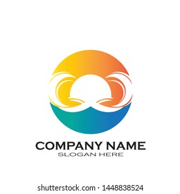 Sea waves logo set, sun waves logo set, whale waves logo vector - Vector
