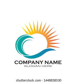 Sea waves logo set, sun waves logo set, whale waves logo vector - Vector
