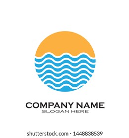 Sea waves logo set, sun waves logo set, whale waves logo vector - Vector
