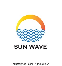 Sea waves logo set, sun waves logo set, whale waves logo vector - Vector
