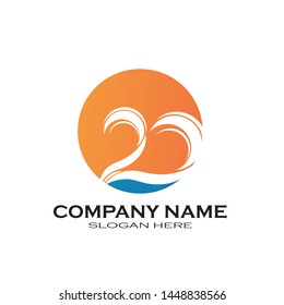Sea waves logo set, sun waves logo set, whale waves logo vector - Vector
