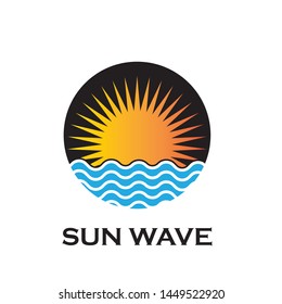 Sea waves logo set, sun waves logo set, whale waves logo vector - Vector
