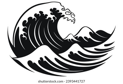 sea waves logo set, sun waves logo set, whale waves logo vector
