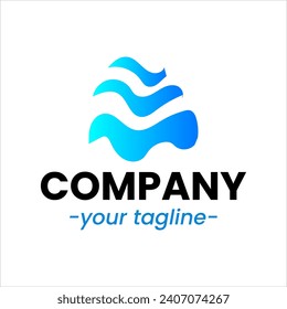 Sea waves logo set tidal waves ocean storm wavy river vector image company logo symbolizing water waves