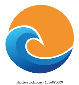 sea waves logo, sun waves logo designs vector