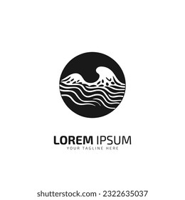 sea waves logo, sun waves logo, whale waves logo vector