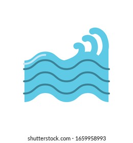 ondas marítimas sobre fondo blanco, icono de estilo plano, ilustración vectorial