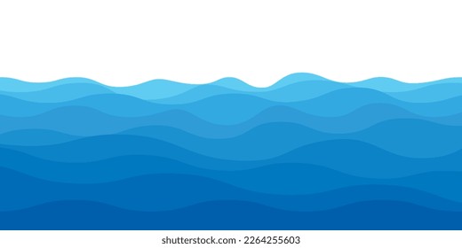 Sea waves pattern. Water wave abstract design. Blue ocean wave layer