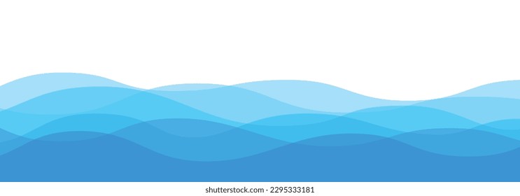 Sea waves pattern. Water wave abstract design. Blue ocean wave layer