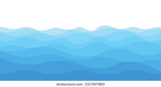 Sea waves pattern. Water wave abstract design. Blue ocean wave layer