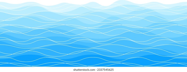 Sea waves pattern. Water wave abstract design. Blue ocean wave layer