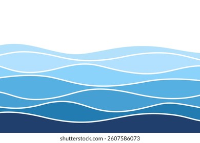 Sea waves pattern. Water wave abstract design. Blue ocean wave layer