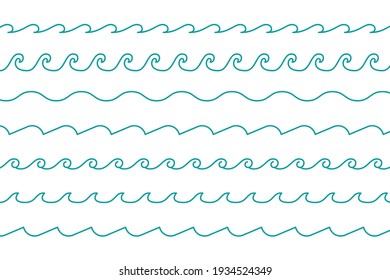 sea waves patterns set in line style