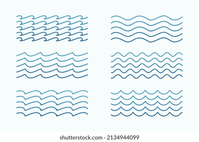 sea waves patterns set in line styles