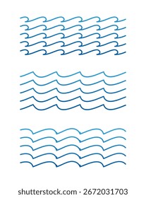 Sea waves patterns set in line styles