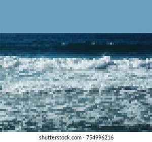 Sea. Waves. Pixel mosaic - Powered by Shutterstock - Get 15% off with code: PIKWIZARD15