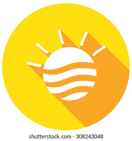 sea waves and rising sun vector illustration