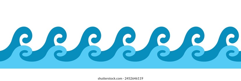 Olas de mar sin bordes. Silueta de onda. Ondas sobre un fondo blanco. Vector Clipart.