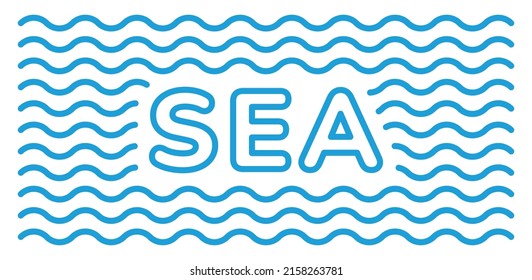 El patrón de las olas del mar es impecable. Vector de banner de fondo de la línea de onda de agua azul.