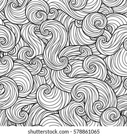 Sea waves seamless pattern. For coloring pages, backgrounds, fabric, page fill and more.