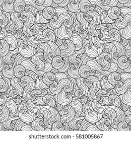 Sea waves seamless pattern. For coloring pages, backgrounds, fabric, page fill and more.