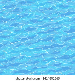 Sea waves seamless pattern. Summer background. Hand drawn vector illustration of water. 