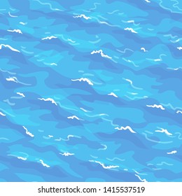 Sea waves seamless pattern. Summer background. Hand drawn vector illustration of water. 