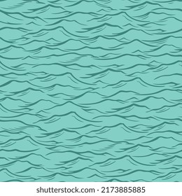 Sea waves. Seamless wallpaper pattern. Editable hand drawn illustration. Vector vintage engraving. 8 EPS