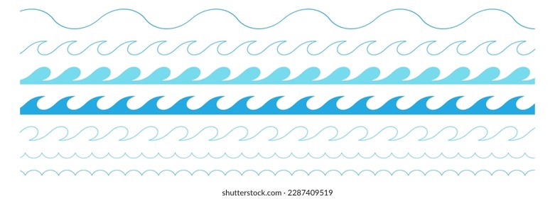 Sea waves. Waves. Set. Vector illustration on a white background.